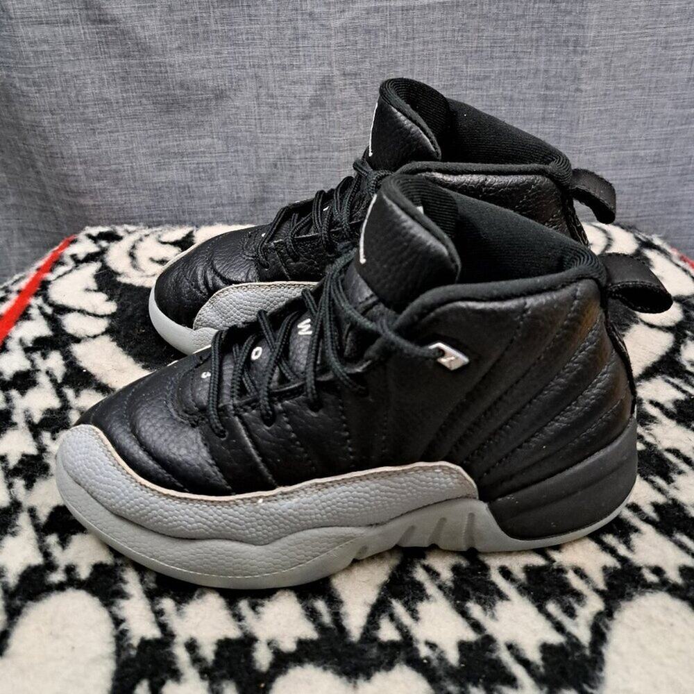 %Size 1 Youth NIKE Air Jordan 12 Retro Playoffs Black AJ5